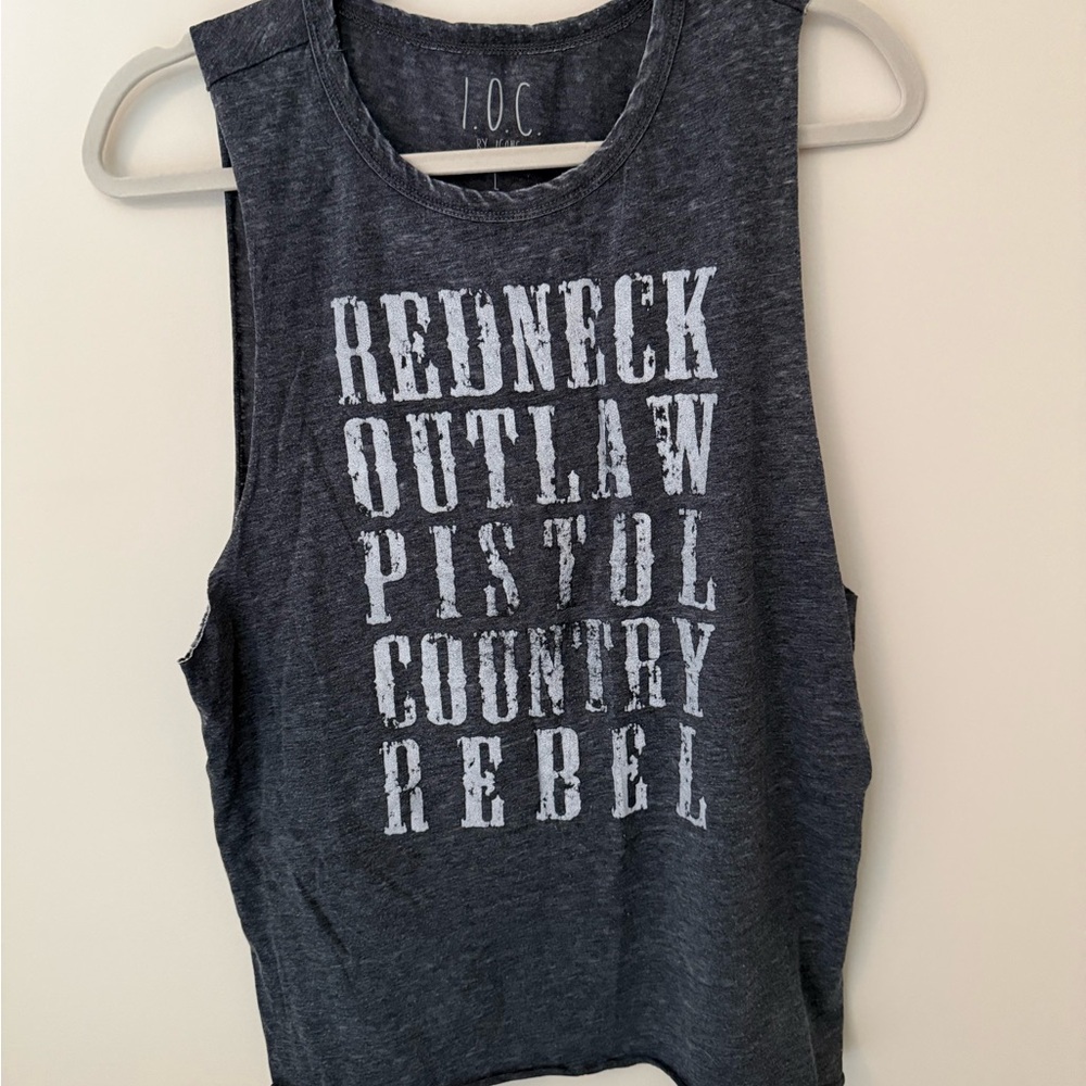 Women's Black Graphic Muscle Tee